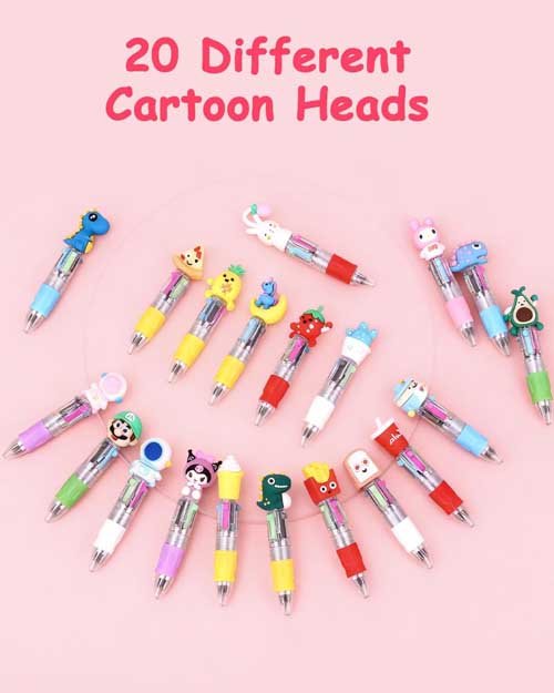 Animal Retractable Ballpoint Pen Mixara 20 Multicolour 4 in 1 Ballpoint Pen