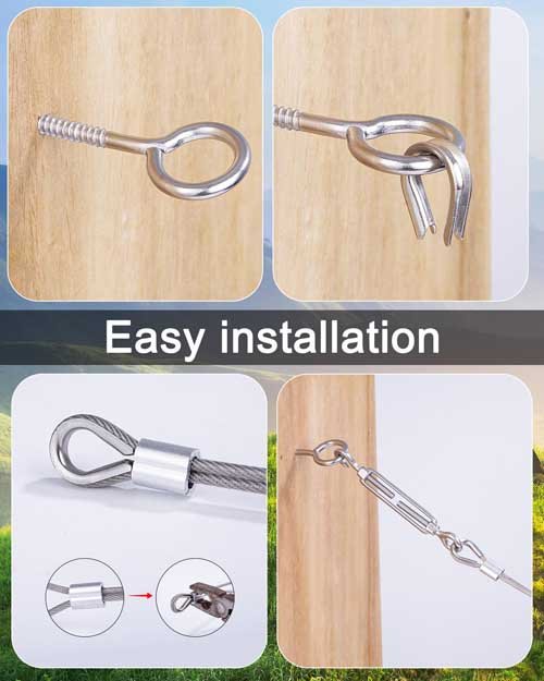 Wire Rope with Tensioner Eyelets Jissta 3 mm 30 m Stainless Steel Cable